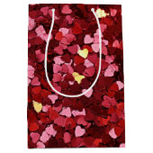 Romantische en feestelijke rode roze harten Confet Medium Cadeauzakje (Voorkant)