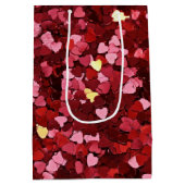 Romantische en feestelijke rode roze harten Confet Medium Cadeauzakje (Achterkant)