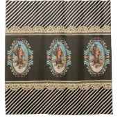 , Romantische en moderne vrouw Douchegordijn (Voorkant)