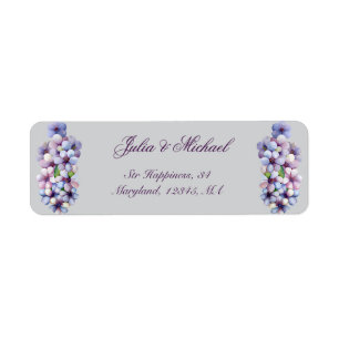 Romantische en poëtische pastel Lila Waterverf Etiket