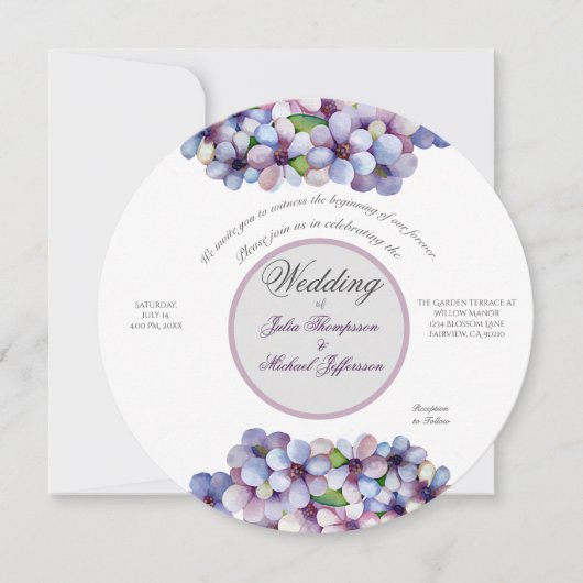 Romantische en poëtische pastel Lila Waterverf Kaart (Voorkant)