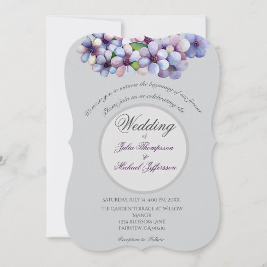 Romantische en poëtische pastel Lila Waterverf Kaart (Voorkant)