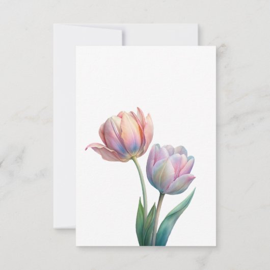 Romantische en poëtische pasteltulpen Waterverf Bedankkaart (Achterkant)