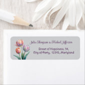 Romantische en poëtische pasteltulpen Waterverf Etiket (Insitu)