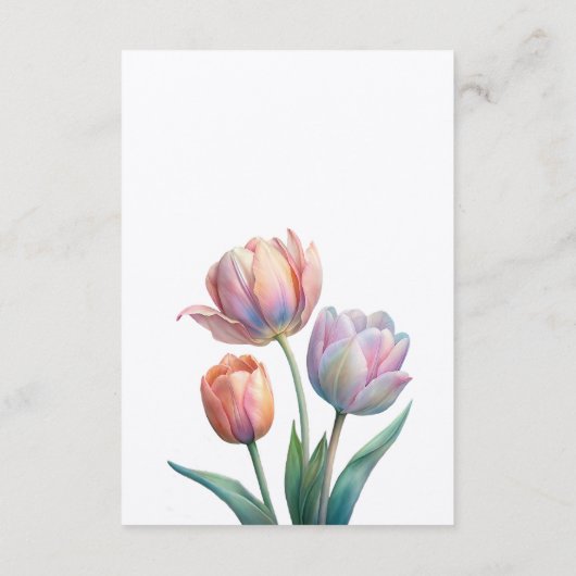 Romantische en poëtische pasteltulpen Waterverf Informatiekaartje (Achterkant)