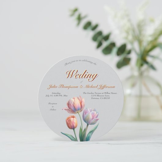 Romantische en poëtische pasteltulpen Waterverf Kaart (Staand voorkant)