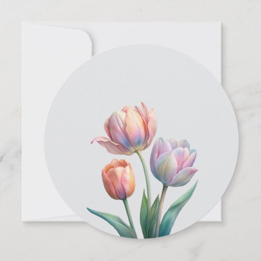 Romantische en poëtische pasteltulpen Waterverf Kaart (Achterkant)