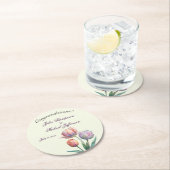 Romantische en poëtische pasteltulpen Waterverf Ronde Kartonnen Onderzetter (Insitu)