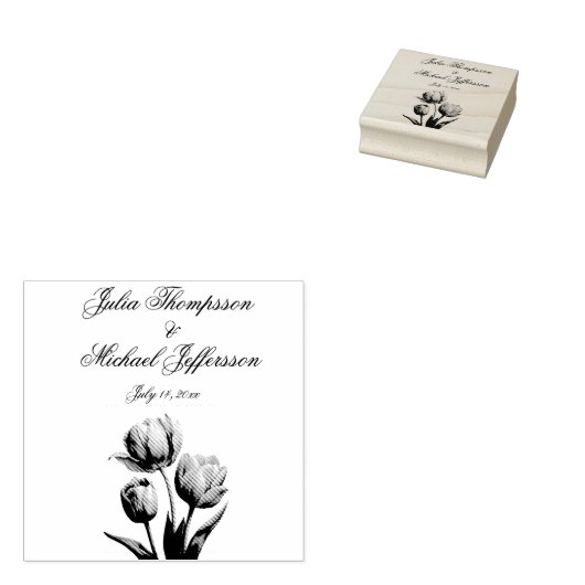 Romantische en poëtische pasteltulpen Waterverf Rubberstempel (Gestempeld)