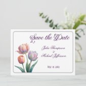 Romantische en poëtische pasteltulpen Waterverf Save The Date (Staand voorkant)