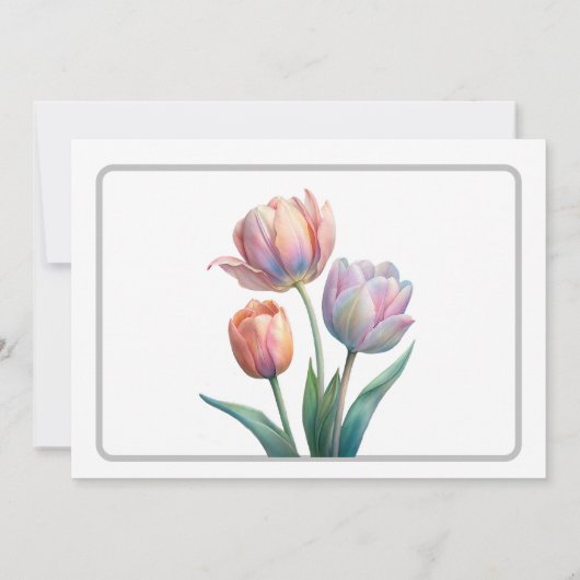 Romantische en poëtische pasteltulpen Waterverf Save The Date (Achterkant)