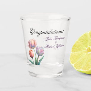 Romantische en poëtische pasteltulpen Waterverf Shot Glas