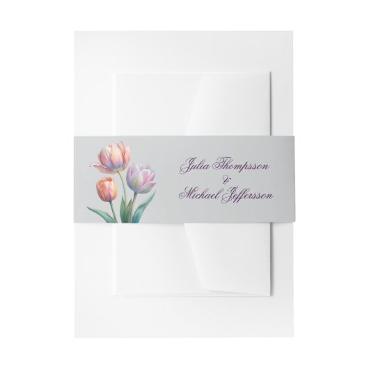 Romantische en poëtische pasteltulpen Waterverf Uitnodigingen Wikkel (Voorkant Voorbeeld)