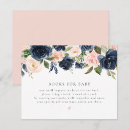Romantische en Sweet Navy Bloemen Boeken voor Baby Kaart
