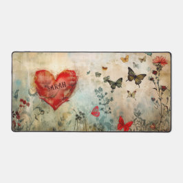 Romantische en Whimsical Harten en Vlinder Bureaumat