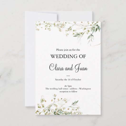 Romantische en witte bloemen kaart (Voorkant)