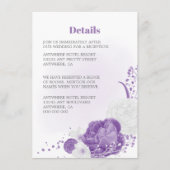 romantische en witte paarse bruiloft details informatiekaartje (Voorkant)