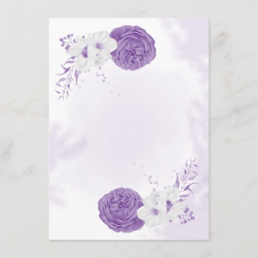 romantische en witte paarse bruiloft details informatiekaartje (Achterkant)