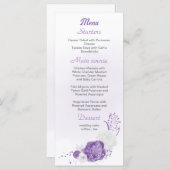 romantische en witte paarse bruiloft menu (Voorkant / Achterkant)