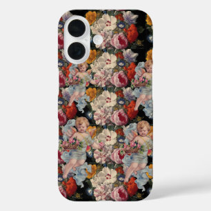 ROMANTISCHE ENGEL DIE ROZE ROZEN EN BLOEMEN VERZAM iPhone 16 HOESJE