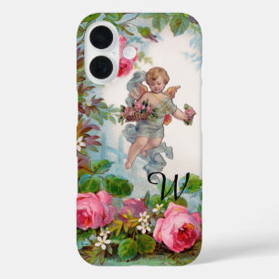 ROMANTISCHE ENGEL DIE ROZE ROZEN EN BLOEMEN VERZAM iPhone 16 HOESJE