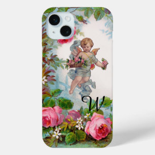 ROMANTISCHE ENGEL DIE ROZE ROZEN EN BLOEMEN VERZAM iPhone 15 MINI HOESJE