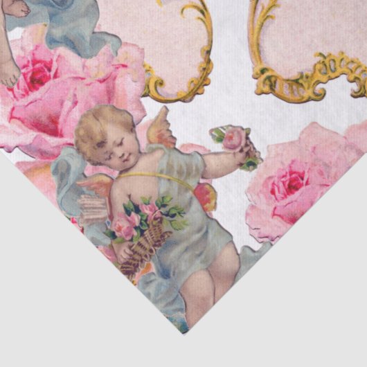 ROMANTISCHE ENGEL DIE ROZE ROZEN VERZAMELT TISSUEPAPIER (Detail)