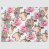 ROMANTISCHE ENGEL DIE ROZE ROZEN VERZAMELT TISSUEPAPIER (Voorkant)