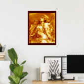 ROMANTISCHE ENGEL MET VEER IN GOUD GEEL WIT POSTER (Thuiskantoor)