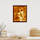 ROMANTISCHE ENGEL MET VEER IN GOUD GEEL WIT POSTER (Keuken)