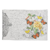 Romantische Ephemera Butterflies Floral Frans Scri Kussensloop (Achterkant)