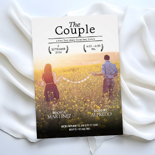 Romantische esthetische huwelijksfilm poster foto kaart