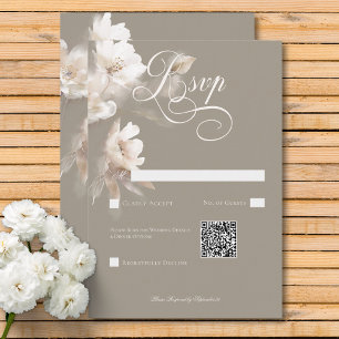Romantische Etherische Neutrale Beige Bloemen QR C RSVP Kaartje