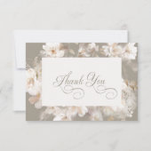 Romantische Etherische Neutrale Beige Bloemenbruil Bedankkaart (Voorkant)
