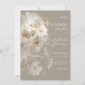 Romantische Etherische Neutrale Beige Bloemenbruil Kaart (Voorkant)