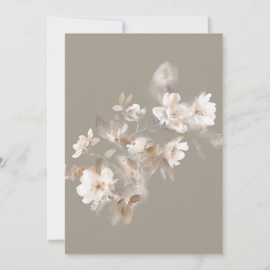 Romantische Etherische Neutrale Beige Bloemenbruil Kaart (Achterkant)