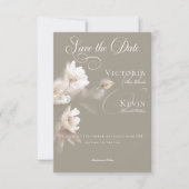 Romantische Etherische Neutrale Beige Bloemenbruil Save The Date (Voorkant)