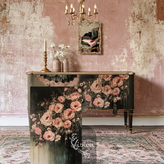 Romantische etherische zalm roze Moody bloemen Tissuepapier