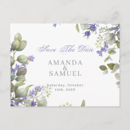 Romantische Eucalyptus & Lavendel Bruiloft Aankondigingskaart