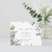 Romantische Eucalyptus & Lavendel Bruiloft Aankondigingskaart (Staand voorkant)