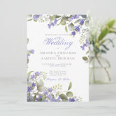 Romantische Eucalyptus & Lavendel Bruiloft Kaart (Staand voorkant)