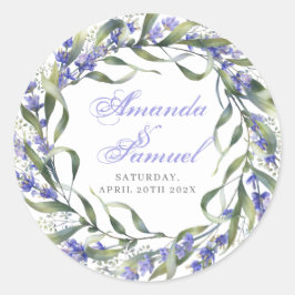 Romantische Eucalyptus & Lavendel Bruiloft  Ronde Sticker