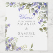 Romantische Eucalyptus & Lavendel Bruiloft Wijn Etiket (Enkel label)