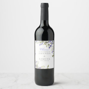 Romantische Eucalyptus & Lavendel Bruiloft  Wijn Etiket