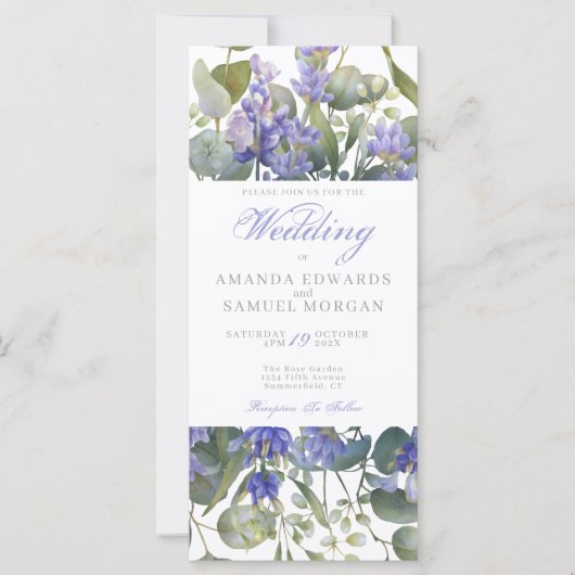 Romantische Eucalyptus & Lavendel Trouwuitnodiging (Voorkant)