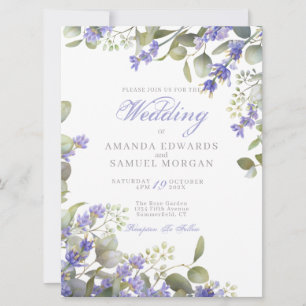 Romantische Eucalyptus & Lavendel Trouwuitnodiging Kaart