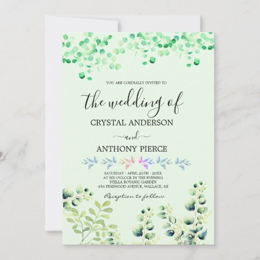 Romantische eucalyptus thema tuin kaart (Voorkant)