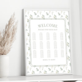 Romantische eucalyptus tuin bruiloft zitgrafiek poster