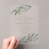 Romantische Evergreen Waterverf Botanische bruilof Acryl Uitnodigingen (Insitu (Draagbaar))