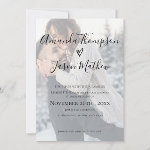 Romantische faux vellum effect foto bruiloft kaart